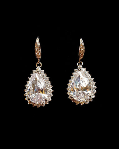 Pear crystal drop with crystal detail - Dianna at Kezani