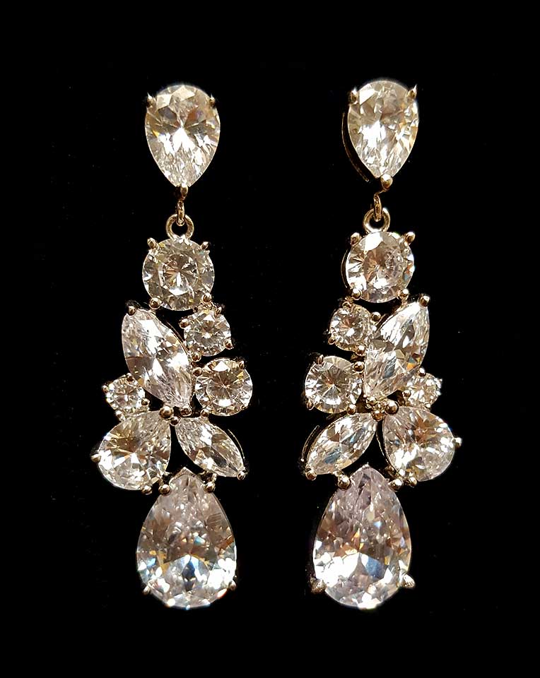 Swarovski Crystal Princess Cut Drop Earrings - Crystal AB - Sterling S –  Jewellery Inspired