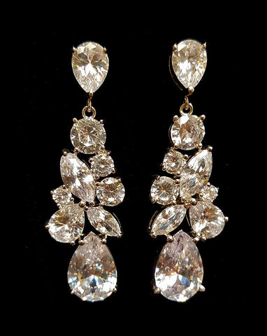 Bridal earrings -Regalia Madame with pear crystal drop by Stephanie Browne