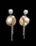 modern gold and pearl grecian style earrings - corfu by kezani