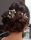 bridal hair pins - Haruko pearl branch pins in hair - by Stephanie Browne