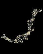 wedding hairvine for bride - pearl and vintage leaf - Laila - by Kezani Jewellery