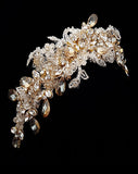 bridal headpiece - adonia gold lace crown - by kezani - side view