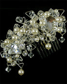 Bridal headpiece - crystal and pearl side comb - Jadore double by Kezani - Kezani Jewellery