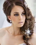Bridal headpiece - crystal star flower haircomb - Charlotte by Kezani - Kezani Jewellery - 1