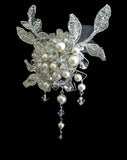 Bridal headpiece - lace and pearl cluster side comb with drops - Sachelle by Kezani - Kezani Jewellery - 1