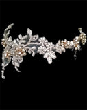 Bridal headpiece - lace and pearls halo - Mila by Kezani - Kezani Jewellery - 1