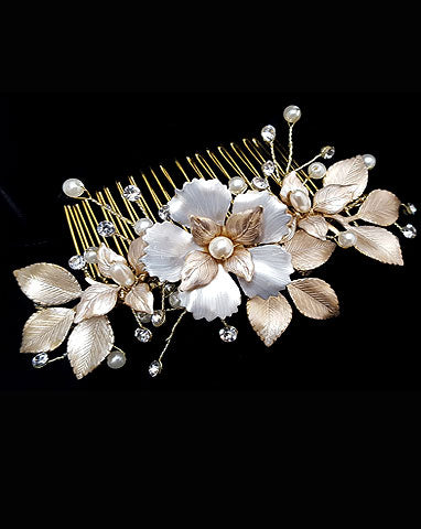 bridal headpiece - Missy Fi comb by Stephanie browne - available at Kezani Jewellery - matt gold