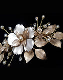 bridal headpiece - Missy Fi comb by Stephanie browne - available at Kezani Jewellery - matt gold close up