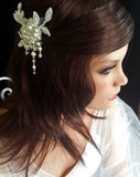 Bridal headpiece - lace and pearl cluster side comb with drops - Sachelle by Kezani - Kezani Jewellery - 2
