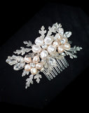 Bridal headpiece - pearl floral and leaf comb - Claudia by Kezani - BUY or HIRE