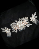 Bridal headpiece - pearl floral and leaf comb - Claudia by Kezani - BUY or HIRE