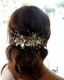 Bridal headpiece - Silvery gold flower comb - Josie - Johnny B Collection at Kezani