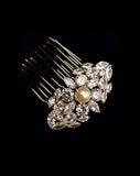 Bridal headpiece - crystal cluster brooch side comb - Johnny B Collection at Kezani