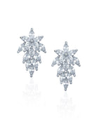 Bridal earring cluster flower studs in rhodium at Kezani