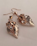 fashion earrings - rose gold heart crystal - Wild Rose earrings - by Kezani