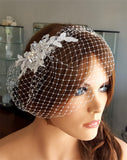 Wedding veil - birdcage veil with small beaded combs - Jasmine - Kezani Jewellery - 4