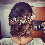 wedding hairvine for bride - pearl and vintage leaf - Laila - by Kezani Jewellery - real bride- back view