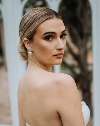 Bridal earrings - chic elegant pearl drop - Tamara by Kezani