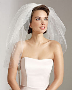 Veil - waist length wedding veil with large crystals and pearls - Camillo - Kezani Jewellery