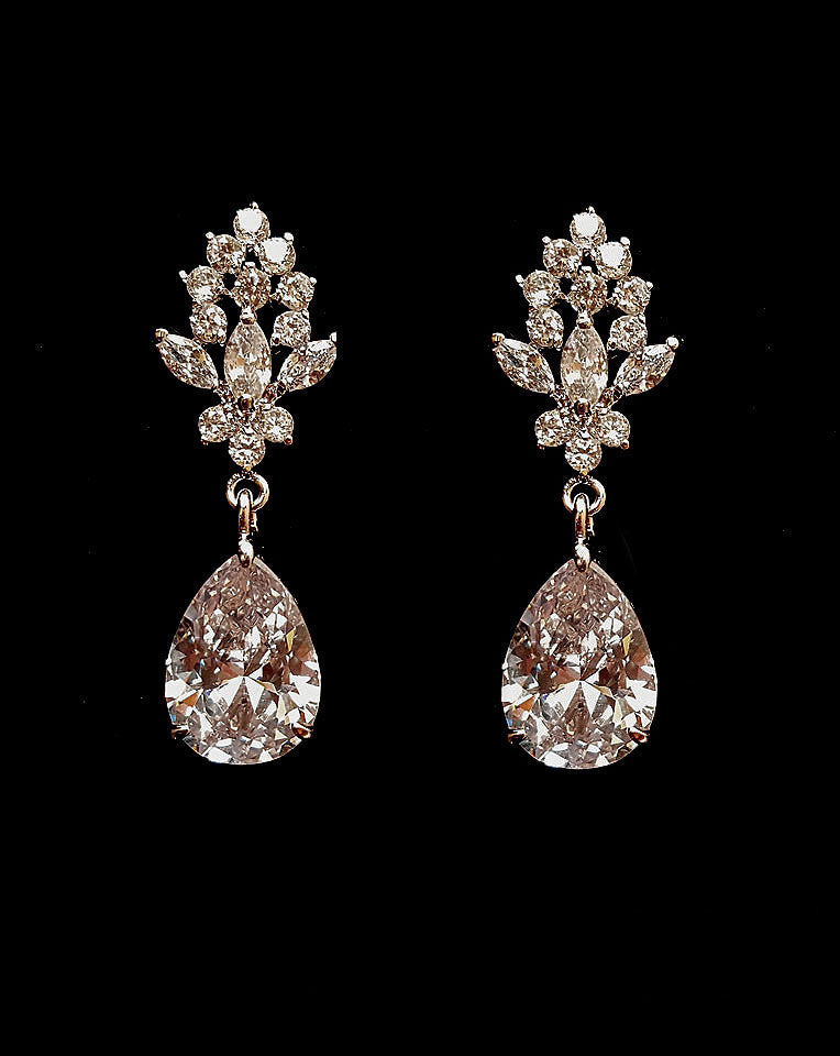 ROSA Crystal Drop Bridal Earrings – Blair Nadeau Bridal Adornments