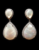 wedding and bridal earrings - Mother of pearl pear drop - Mae by Stephanie Browne at Kezani - close up