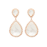 wedding and bridal earrings - Mother of pearl pear drop - Mae by Stephanie Browne at Kezani - rose gold