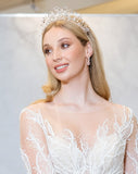 Bridal Headpiece - delicate crystal and pearl branch blush crown - Positano by Kezani