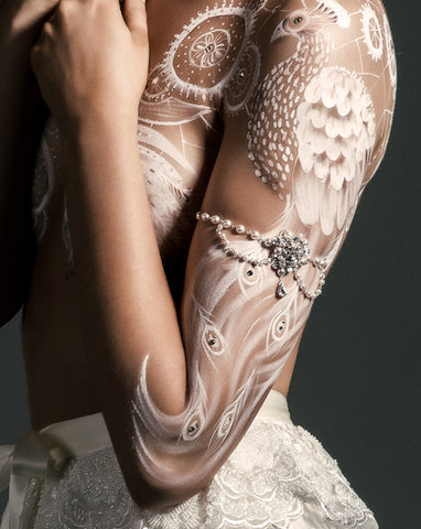 wedding armband - pretty Eloise pearl drape by Kezani - KEZANI JEWELLERY - designer bridal jewellery and wedding accessories - 1