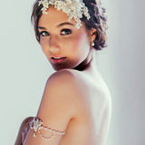 wedding armband - pretty Eloise pearl drape by Kezani - KEZANI JEWELLERY - designer bridal jewellery and wedding accessories - 4