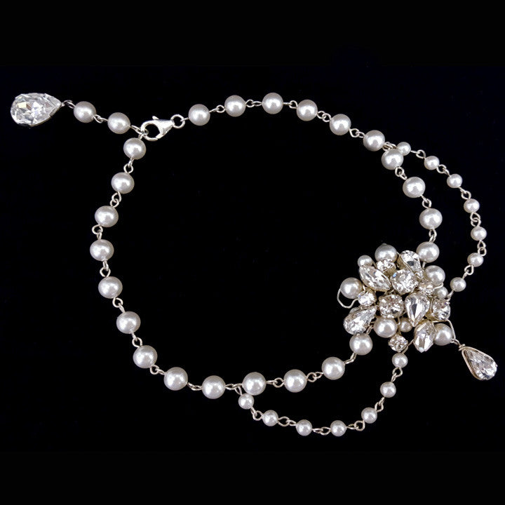 wedding armband - pretty Eloise pearl drape by Kezani - KEZANI JEWELLERY - designer bridal jewellery and wedding accessories - 2