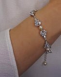 Bridal bracelet- Bocheron pearl and crystal leaf bracelet by Stephanie Browne