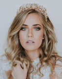 Wedding crown - regal gilt and crystal leaf - Diva Crown by Kezani