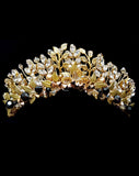 Wedding crown - pearl and crystal leaf - Diva Deluxe Crown by Kezani