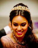 Wedding crown - regal gilt and crystal leaf - Diva Crown by Kezani - KEZANI JEWELLERY - designer bridal jewellery and wedding accessories - 3
