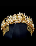 Wedding crown - pearl and crystal leaf - Diva Crown by Kezani - BUY or HIRE