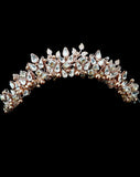 wedding crown -  rose gold pearl, crystal and leaf - Xena by Kezani