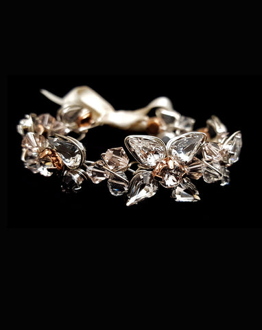 wedding crystal cuff - silver with touch of rose gold - Bella by Kezani