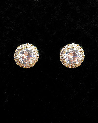 Wedding earrings - classic crystal halo studs - Bella by Stephanie Browne