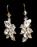 wedding earrings - Diva vintage leaf and crystal - by Kezani  close up