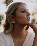 Bridal earrings - 3D gold petal flower  - Chloe by Stephanie Browne