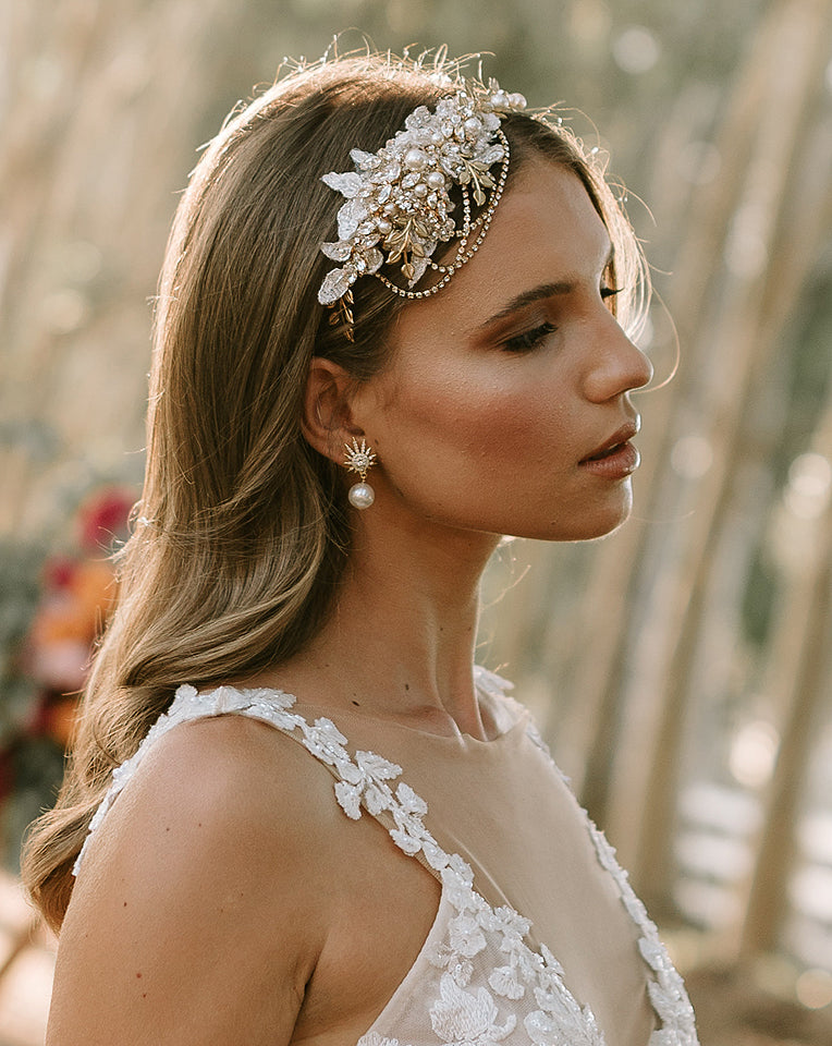 9ct Gold Pearl Bridal Stud Earrings | Posh Totty Designs