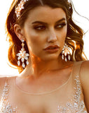 wedding earrings - Tiivel statement chandelier on model - by Kezani