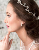 Bridal earrings - crystal stud with pearl drop - Eloise small by Kezani