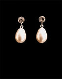 Bridal earrings - crystal stud with pearl drop - Eloise small by Kezani