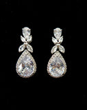 wedding earrings - classic pear drop with vintage halo - Fleur by Johnny B - at Kezani