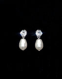 dainty pearl drop with quartz crystal stud - twinkle pearl earring - by Stephanie Browne