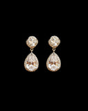 Wedding earrings - small pear drop with halo - Gabriela by Johnny B at Kezani