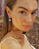 Wedding earrings - small pear drop with halo - Gabriela by Johnny B at Kezani