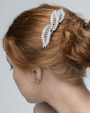 wedding headpiece - cystal leaf comb for side style or veil comb - Silver Fern by Stephanie Browne on model